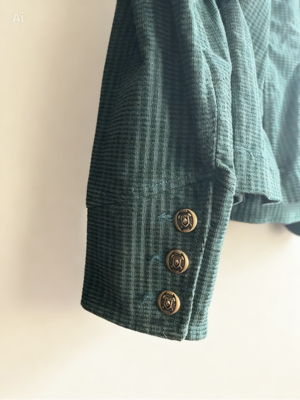 Cabi Legion Teal Green Corduroy Lennon Military Jacket Blazer Gold Crest Size M - Picture 9 of 10